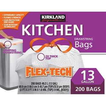 Kirkland Signature Flex-Tech 13-Gallon Kitchen Trash Bag